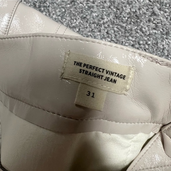 Madewell Pants Womens 31 Beige Perfect Vintage Straight Jean Faux Leather NEW - Picture 7 of 9